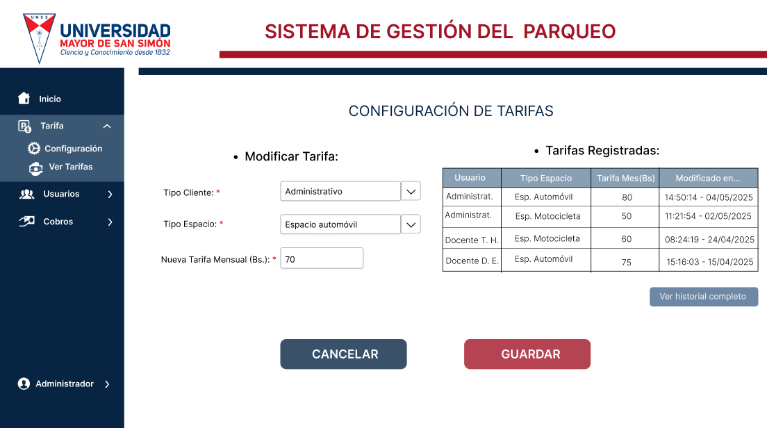 Sistema de Parque UMSS